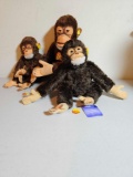 5 ORIGINAL STEIFF JOCOS CHIMPANZEES