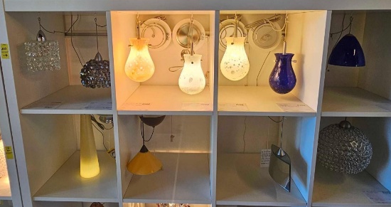 EIGHT CUBICLES OF LAMPS
