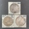 3 SEATED LIBERTY HALF DOLLARS