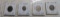 4 COINS HALF CENT - HALF DIME - SHIELD