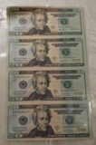 4 U.S. 20 DOLLARS - UNCUT
