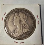 1900 QUEEN VICTORIA SILVER CROWN LXIV COIN