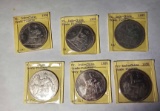 FIVE FRENCH INDO-CHINA PIASTRE COINS