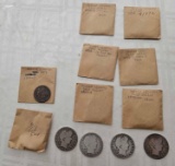 SEATED LIBERTY HALF DOLLARS AND QUARTERS