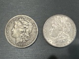 2 1882-S MORGAN SILVER DOLLARS