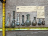 8 ANCIENT ROMAN GLASS FLASKS