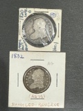 2 CAPPED BUST QUARTERS