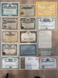 14 VARIOUS STOCK CERTIFICATES