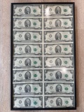 UNCUT SHEET OF TWO DOLLAR BILLS USA TREASURY