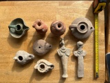EQYPTIAN OIL LAMPS - ANTIQUE ROMAN - FIGURES WITH ANIMAL HEADS