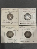 4 SEATED LIBERTY DIMES