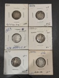 6 SEATED LIBERTY DIMES