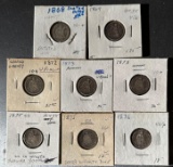 8 LIBERTY SEATED DIMES - SILVER