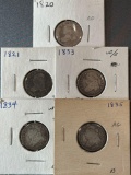 5 CAPPED BUST SILVER DIMES