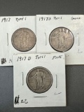 3 STANDING LIBERTY QUARTERS TYPE 1