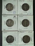 6 STANDING LIBERTY SILVER QUARTERS