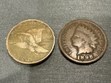 FLYING EAGLE AND INDIAN CENT COINS