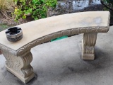FAUX CEMENT BENCH & FIGURINES