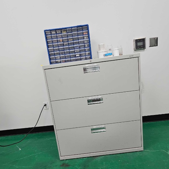 3 DRAWER FILE CABINET WITH CONTENTS
