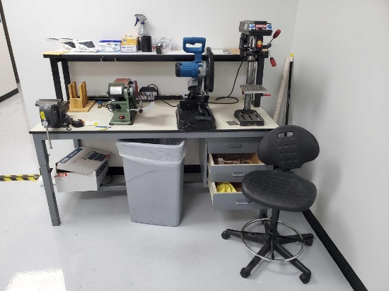 WORKBENCH WITH CHOPSAW, DRILL PRESS AND SANDER