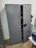 ULINE METAL CABINET WITH CONTENTS