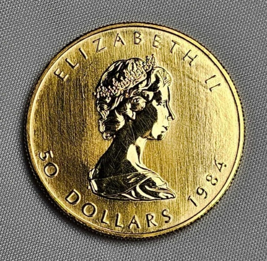 1984 50 DOLLAR CANADIAN GOLD LEAF COIN