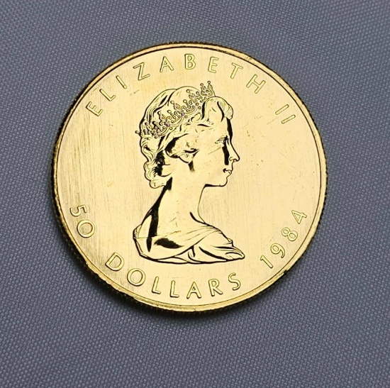 1984 50 DOLLAR CANADIAN GOLD LEAF COIN