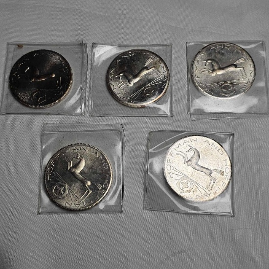 5 HOFFMAN AND HOFFMAN SILVER COINS