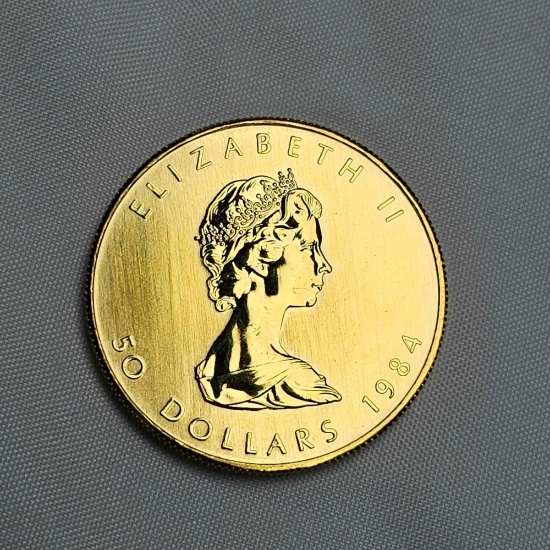 1984 50 DOLLAR CANADIAN GOLD LEAF COIN