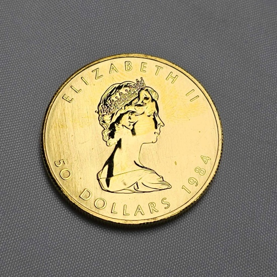 1984 50 DOLLAR CANADIAN GOLD LEAF COIN