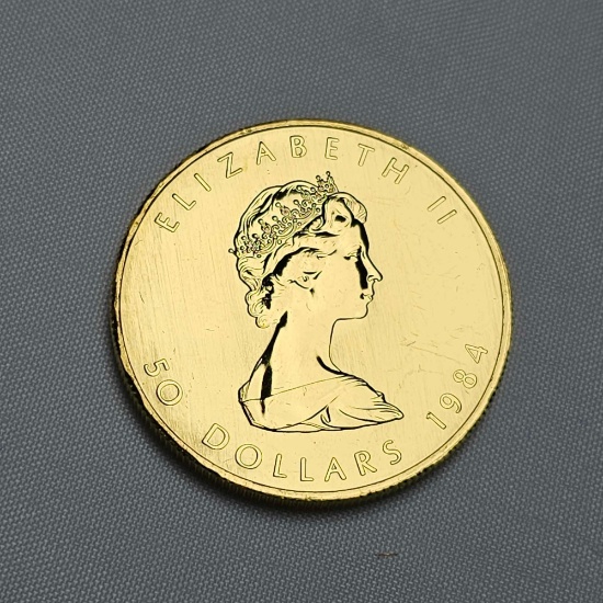 1984 50 DOLLAR CANADIAN GOLD LEAF COIN