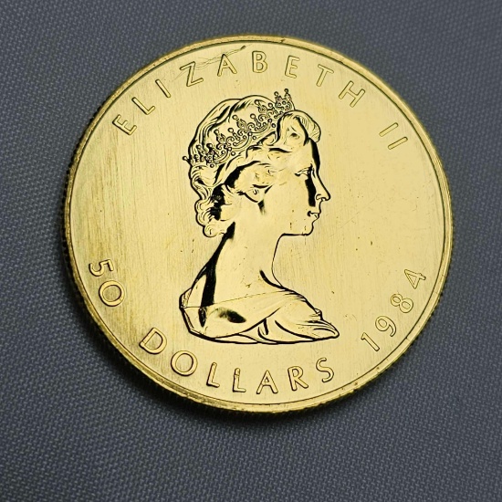 1984 50 DOLLAR CANADIAN GOLD LEAF COIN