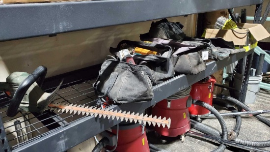 3 TOOL BAGS WITH CONTENTS, WATER CLAW, RYOBI PUMP