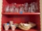 GLASSWARE, SHELLS, TEA CUPS