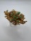18K FLORAL SPRAY PIN WITH JADE ACCENTS