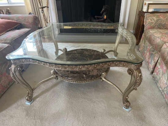CARACOLE REGENCY GLASS TOP COFFEE TABLE