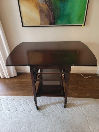 WOOD SERVING CART TABLE OR TEA CADDY