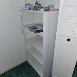 SMALL WHITE BOOK SHELF WITH CONTENTS