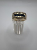 14K DIAMOND & SAPPHIRE RING
