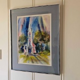 CHURCH GATHERING WATER COLOR