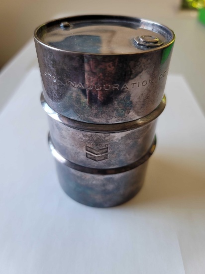 STERLING SILVER CHEVRON OIL BARREL