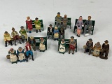 VINTAGE METAL FIGURES SEATED AND BENCHES