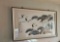 VINTAGE WATERCOLOR OF CRANES AND PINE TREES