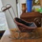 ANTIQUE WICKER AND WROUGHT IRON DOLL SLEIGH