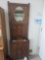 ANTIQUE OAK MIRROR BACK HALL TREE
