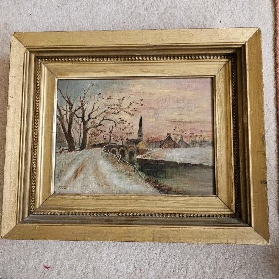 OIL ON CANVAS - A WINTER SCENE