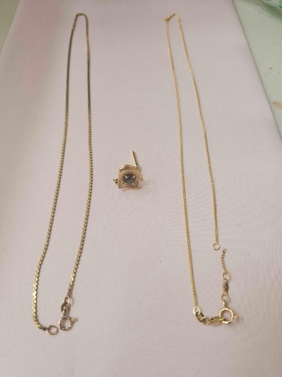 14K GOLD CHAINS & TIE CLIP