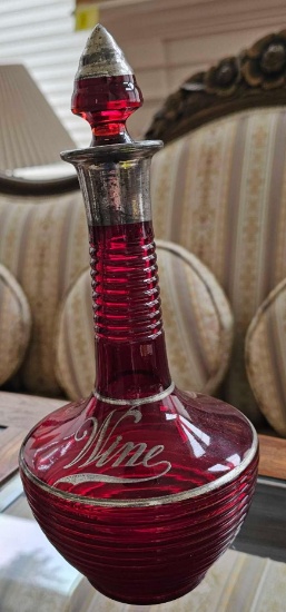 VINTAGE RUBY RED WINE DECANTER