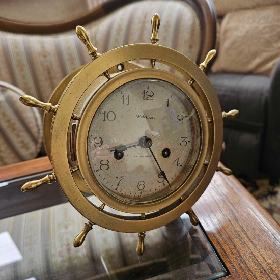 WATERBURY CONNECTICUT SHIPS WHEEL STYLE CLOCK