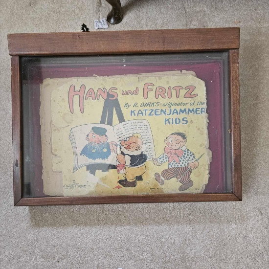 VINTAGE DISPLAY BOX AND HANS AND FRITZ BOOK